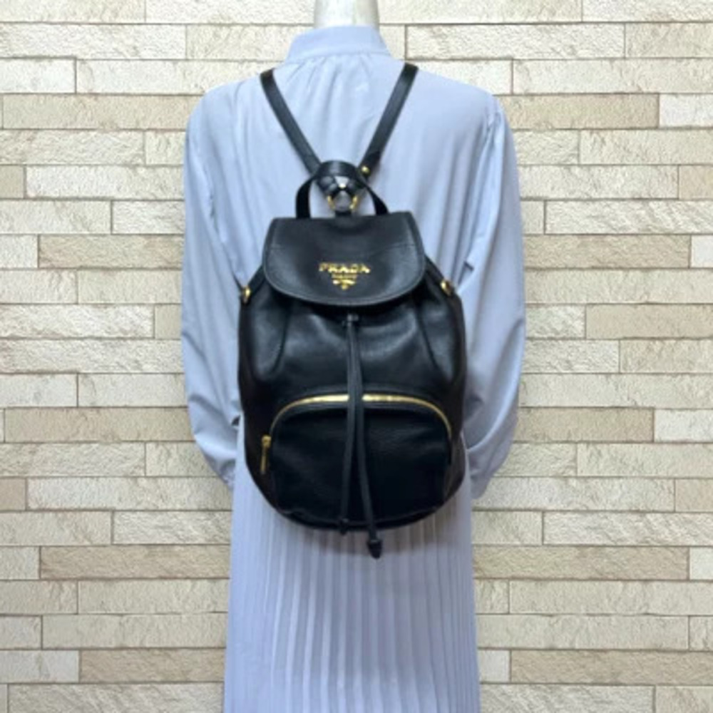 Prada Daypack Leather Backpack Black